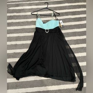 Black and light blue dress